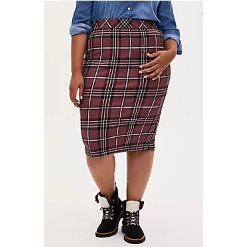 Torrid Plaid Pointe Pencil Midi Skirt Size 4X